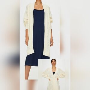 Aritzia Wilfred Alpaca/Wool Cream Ivory  Eyelet Cardigan Sweater Jacket Size XS